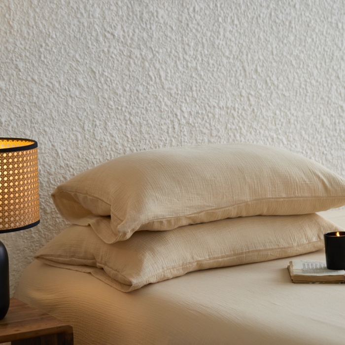 91家纺网 家纺一手货源 找家纺 （总）安莱生活2024新款绉纱美拉德色纯色单品枕套