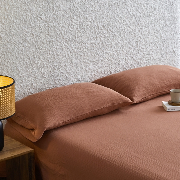 91家纺网 家纺一手货源 找家纺 安莱生活2024新款绉纱美拉德色纯色单品枕套 太妃