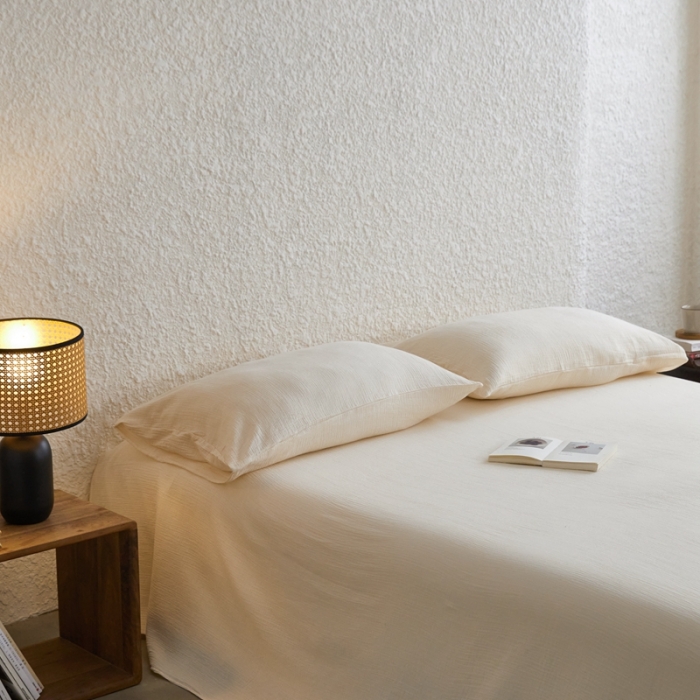 91家纺网 家纺一手货源 找家纺 安莱生活2024新款绉纱美拉德色纯色单品枕套 芝士