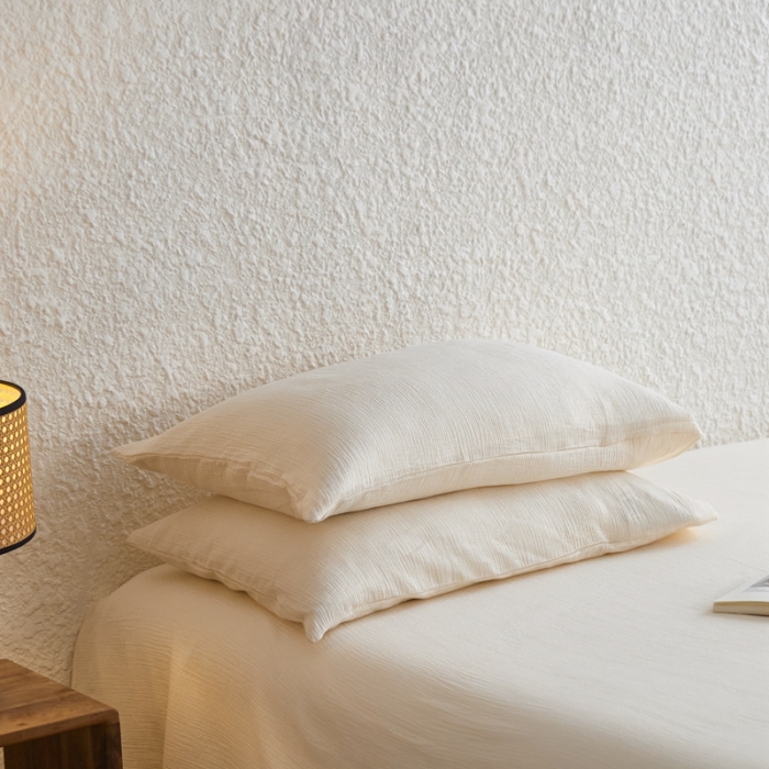 91家纺网 家纺一手货源 找家纺 安莱生活2024新款绉纱美拉德色纯色单品枕套 芝士