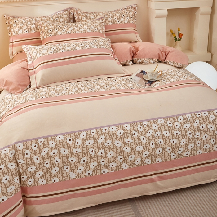 91家纺网 家纺一手货源 找家纺 雲归梦 2023新款全棉AB版加厚四件套北国之春粉