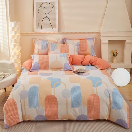 91家纺网 家纺一手货源 找家纺 雲归梦 2023新款全棉AB版加厚四件套风吹麦浪