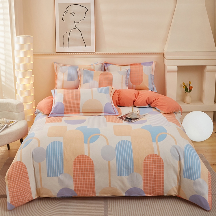 91家纺网 家纺一手货源 找家纺 雲归梦 2023新款全棉AB版加厚四件套风吹麦浪