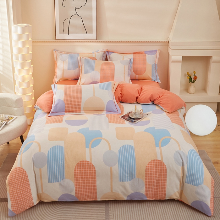 91家纺网 家纺一手货源 找家纺 雲归梦 2023新款全棉AB版加厚四件套风吹麦浪