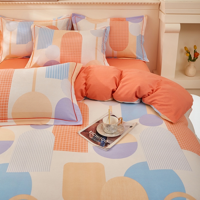 91家纺网 家纺一手货源 找家纺 雲归梦 2023新款全棉AB版加厚四件套风吹麦浪