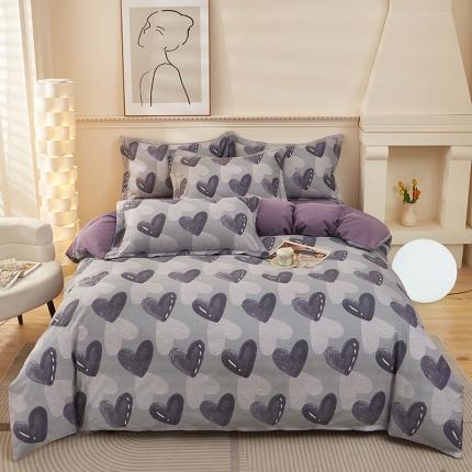 91家纺网 家纺一手货源 找家纺 雲归梦 2023新款全棉AB版加厚四件套悦动之心