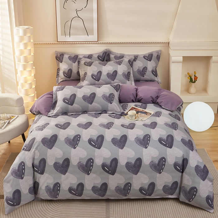 91家纺网 家纺一手货源 找家纺 雲归梦 2023新款全棉AB版加厚四件套悦动之心