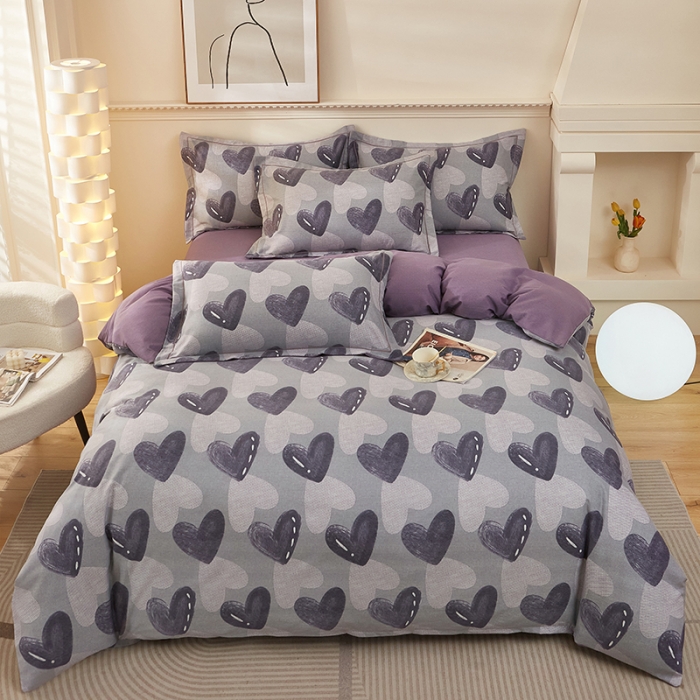 91家纺网 家纺一手货源 找家纺 雲归梦 2023新款全棉AB版加厚四件套悦动之心