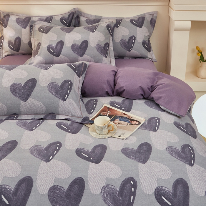 91家纺网 家纺一手货源 找家纺 雲归梦 2023新款全棉AB版加厚四件套悦动之心