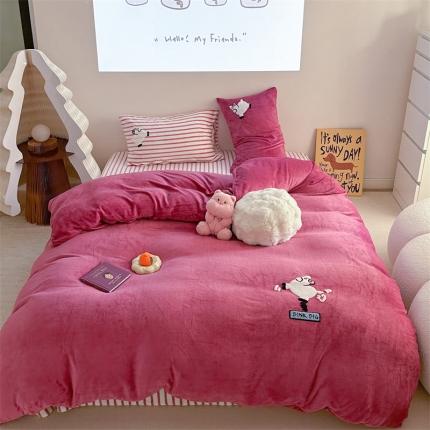 91家纺网 家纺一手货源 找家纺 （总）柚子YOUTH 2023新款高克重牛奶绒毛巾绣四件套