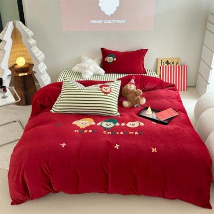 91家纺网 家纺一手货源 找家纺 柚子YOUTH 2023新款高克重牛奶绒毛巾绣四件套 节日狂欢