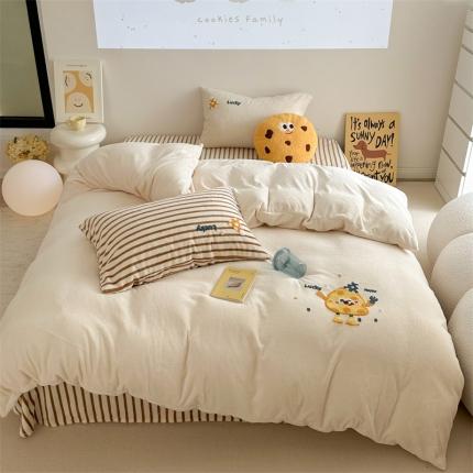 91家纺网 家纺一手货源 找家纺 （总）柚子YOUTH 2023新款高克重牛奶绒毛巾绣四件套