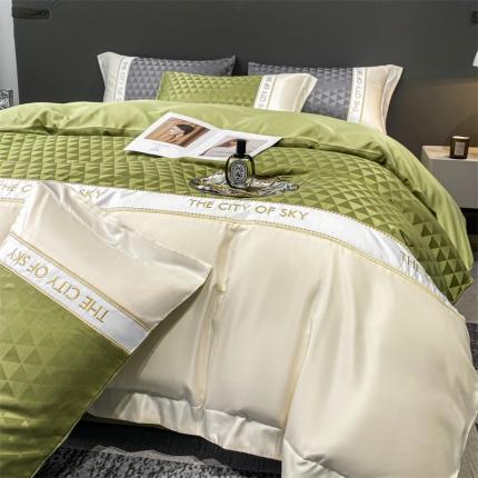 91家纺网 家纺一手货源 找家纺 麦空 2025新款水洗真丝提花刺绣四件套-澜庭 澜庭-青荷