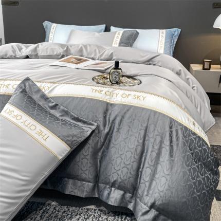 91家纺网 家纺一手货源 找家纺 麦空 2025新款水洗真丝提花刺绣四件套-云城系列 云城-即墨