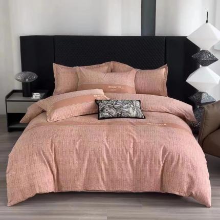 91家纺网 家纺一手货源 找家纺 喜四方 2024新款全棉磨毛全棉印花四件套 布达拉-桔