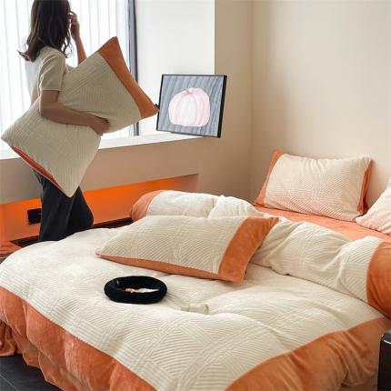 顾里 2023新款H系列雕花绒四件套 H橙