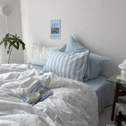 91家纺网 家纺一手货源 找家纺 总恋恋三季 2024新款轻法式小清新田园全棉印花嵌绳款四件套-场景三