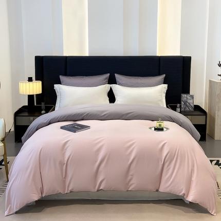 91家纺网 家纺一手货源 找家纺 莱阁亿 2023新款高支高密全棉磨毛单被套 夹心粉+芝麻灰