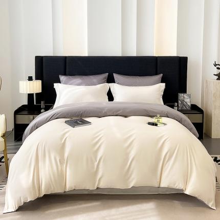 91家纺网 家纺一手货源 找家纺 莱阁亿 2023新款高支高密全棉磨毛单被套 奶昔白+芝麻灰