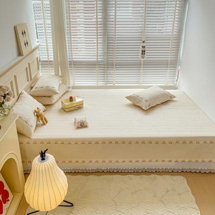 91家纺网 家纺一手货源 找家纺 （总）金艾草 2023新款40S全棉纯棉纯色榻榻米床盖