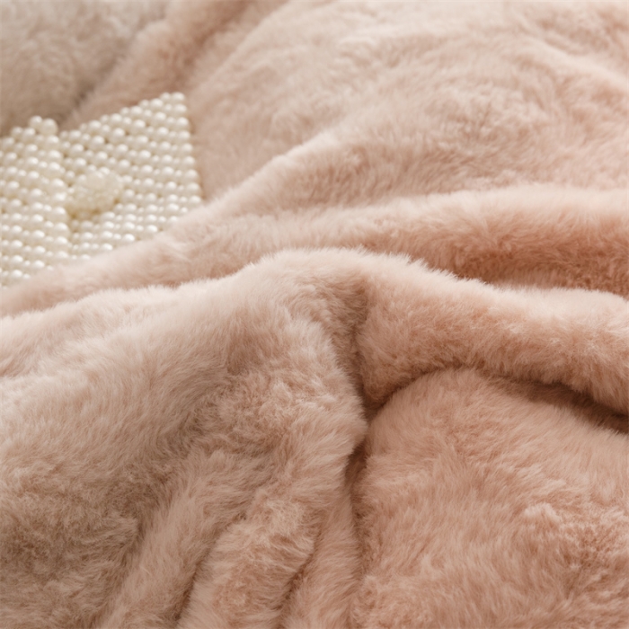 91家纺网 家纺一手货源 找家纺 金奇达家纺 2025秋冬保暖加厚绒类【渐变玫瑰】兔绒四件套 渐变-松石咖