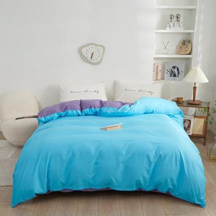 91家纺网 家纺一手货源 找家纺 钰伶 2025新款纯色被套13372斜纹喷气纯棉单品被套 湖水蓝魅力紫