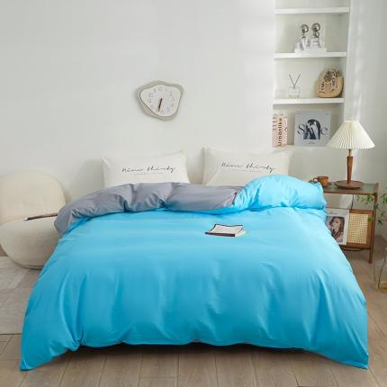 91家纺网 家纺一手货源 找家纺 钰伶 2025新款纯色被套13372斜纹喷气纯棉单品被套 湖水蓝月光灰