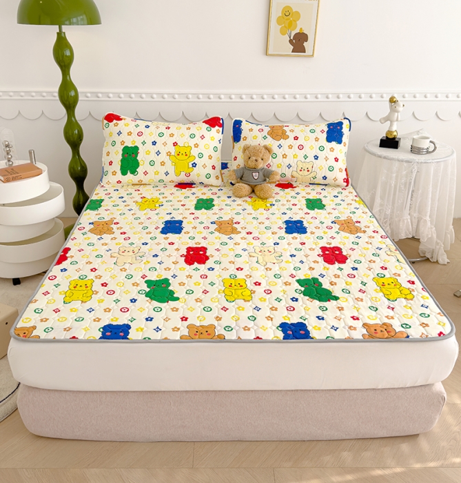 91家纺网 家纺一手货源 找家纺 伊人坊 2024新款亲肤水洗薄款软床垫防滑床护垫床褥学生垫子可机洗 缤纷小熊