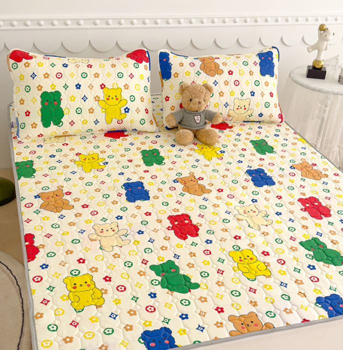 91家纺网 家纺一手货源 找家纺 伊人坊 2024新款亲肤水洗薄款软床垫防滑床护垫床褥学生垫子可机洗 缤纷小熊