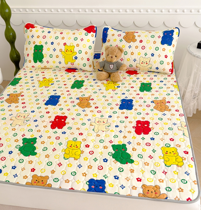 91家纺网 家纺一手货源 找家纺 伊人坊 2024新款亲肤水洗薄款软床垫防滑床护垫床褥学生垫子可机洗 缤纷小熊