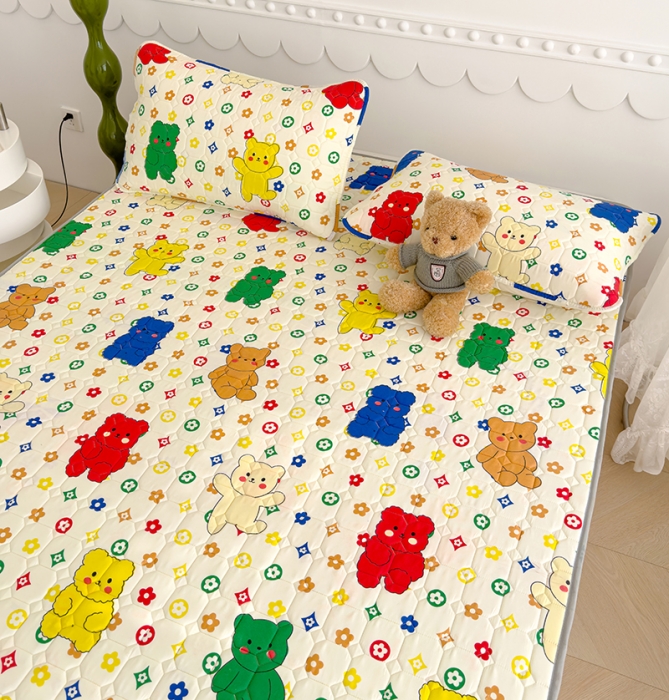 91家纺网 家纺一手货源 找家纺 伊人坊 2024新款亲肤水洗薄款软床垫防滑床护垫床褥学生垫子可机洗 缤纷小熊