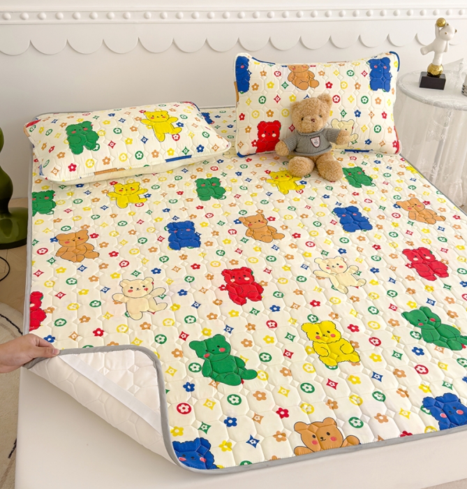 91家纺网 家纺一手货源 找家纺 伊人坊 2024新款亲肤水洗薄款软床垫防滑床护垫床褥学生垫子可机洗 缤纷小熊