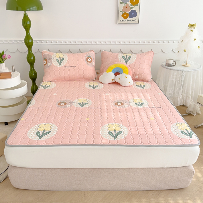 91家纺网 家纺一手货源 找家纺 伊人坊 2024新款亲肤水洗薄款软床垫防滑床护垫床褥学生垫子可机洗 花开浪漫