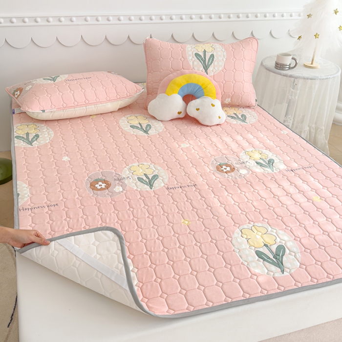 91家纺网 家纺一手货源 找家纺 伊人坊 2024新款亲肤水洗薄款软床垫防滑床护垫床褥学生垫子可机洗 花开浪漫