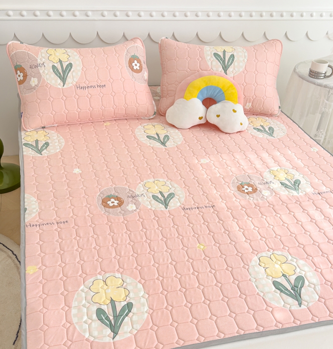 91家纺网 家纺一手货源 找家纺 伊人坊 2024新款亲肤水洗薄款软床垫防滑床护垫床褥学生垫子可机洗 花开浪漫