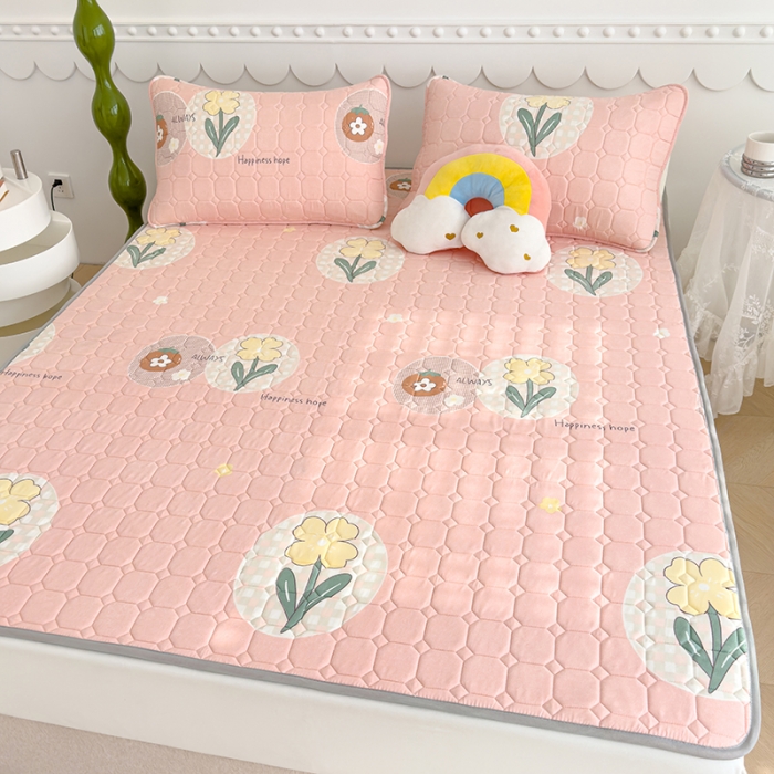 91家纺网 家纺一手货源 找家纺 伊人坊 2024新款亲肤水洗薄款软床垫防滑床护垫床褥学生垫子可机洗 花开浪漫