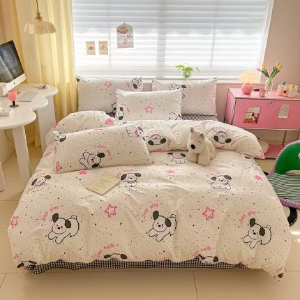 91家纺网 家纺一手货源 找家纺 （总）桃子家居 2024新款纯棉13372粉梦可爱小清新卡通系列四件套