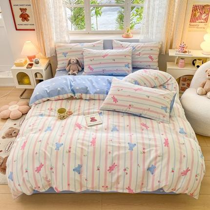 91家纺网 家纺一手货源 找家纺 （总）桃子家居 2024新款纯棉13372粉梦可爱小清新卡通系列四件套