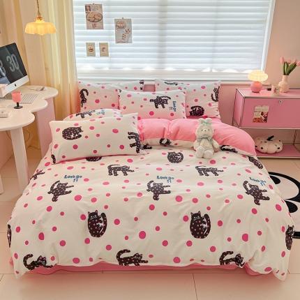 91家纺网 家纺一手货源 找家纺 （总）桃子家居 2024新款纯棉13372粉梦可爱小清新卡通系列四件套