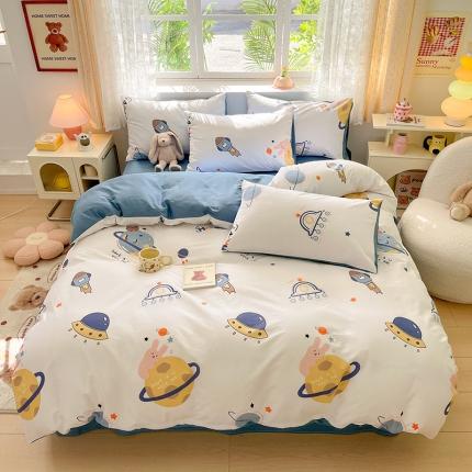 91家纺网 家纺一手货源 找家纺 （总）桃子家居 2024新款纯棉13372粉梦可爱小清新卡通系列四件套