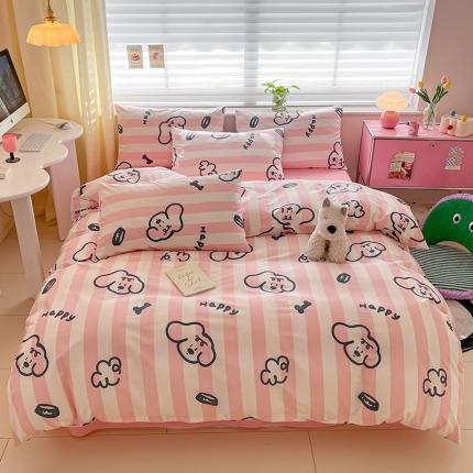 91家纺网 家纺一手货源 找家纺 （总）桃子家居 2024新款纯棉13372粉梦可爱小清新卡通系列四件套