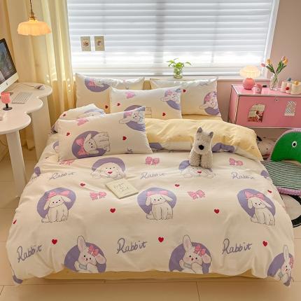 91家纺网 家纺一手货源 找家纺 （总）桃子家居 2024新款纯棉13372粉梦可爱小清新卡通系列四件套