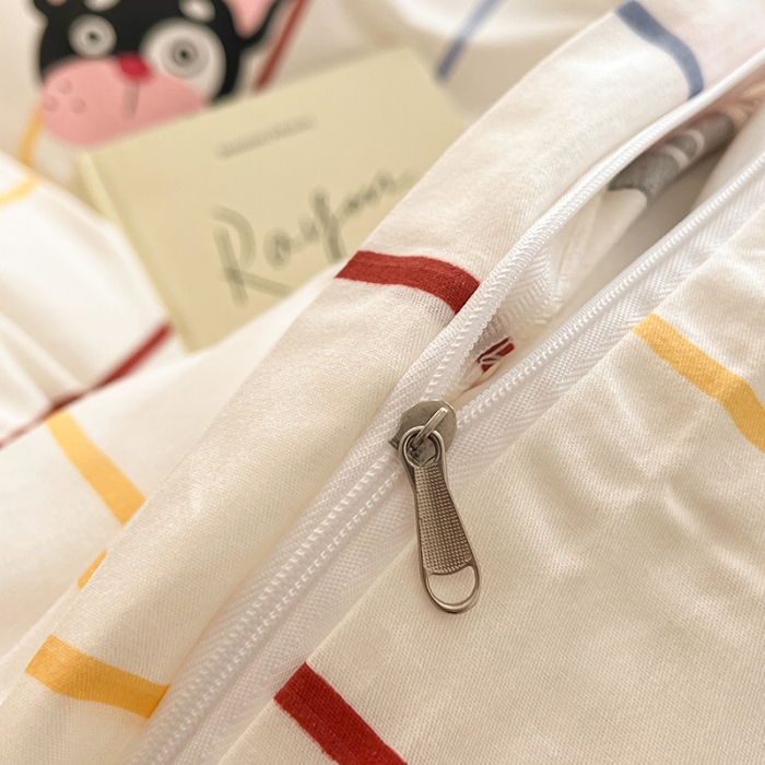 91家纺网 家纺一手货源 找家纺 桃子家居 2024新款纯棉13372粉梦可爱小清新卡通系列四件套 棉-法斗伙伴