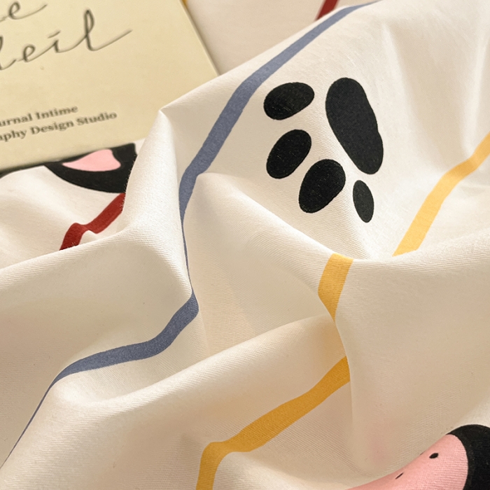 91家纺网 家纺一手货源 找家纺 桃子家居 2024新款纯棉13372粉梦可爱小清新卡通系列四件套 棉-法斗伙伴