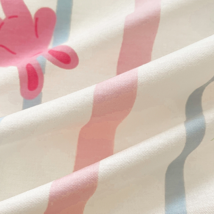 91家纺网 家纺一手货源 找家纺 桃子家居 2024新款纯棉13372粉梦可爱小清新卡通系列四件套 棉-粉梦熊兔