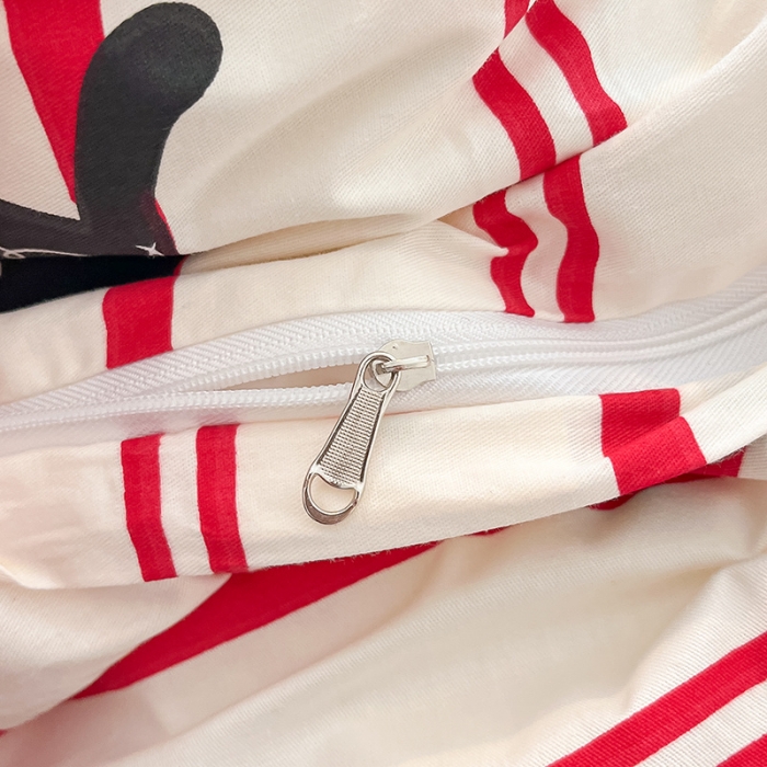 91家纺网 家纺一手货源 找家纺 桃子家居 2024新款纯棉13372粉梦可爱小清新卡通系列四件套 棉-红小猫