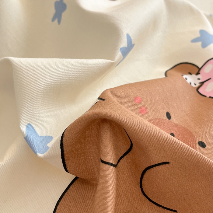 91家纺网 家纺一手货源 找家纺 桃子家居 2024新款纯棉13372粉梦可爱小清新卡通系列四件套 棉-卡皮吧啦