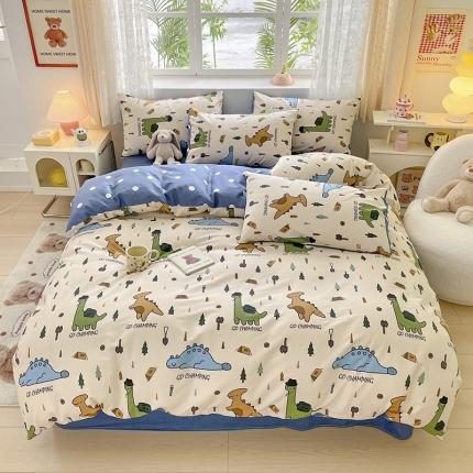 桃子家居 2024新款纯棉13372粉梦可爱小清新卡通系列四件套 棉-恐龙多多