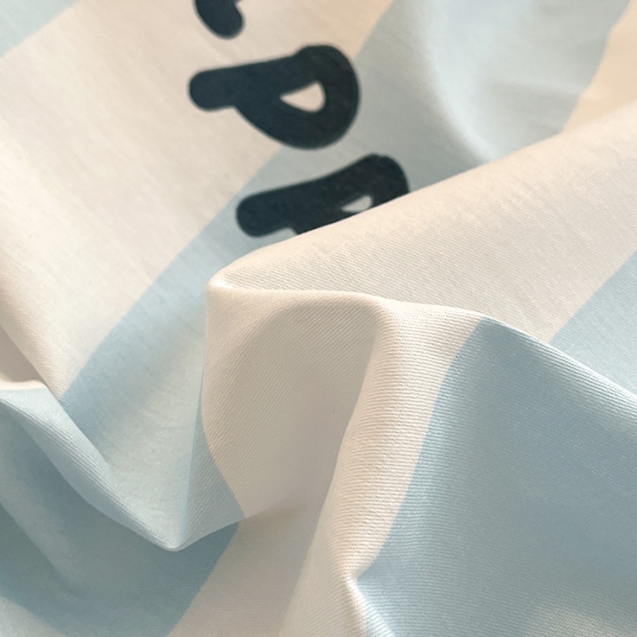 91家纺网 家纺一手货源 找家纺 桃子家居 2024新款纯棉13372粉梦可爱小清新卡通系列四件套 棉-快乐条纹狗蓝