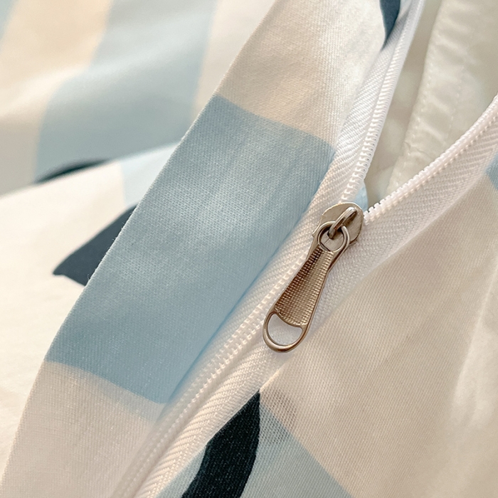 91家纺网 家纺一手货源 找家纺 桃子家居 2024新款纯棉13372粉梦可爱小清新卡通系列四件套 棉-快乐条纹狗蓝